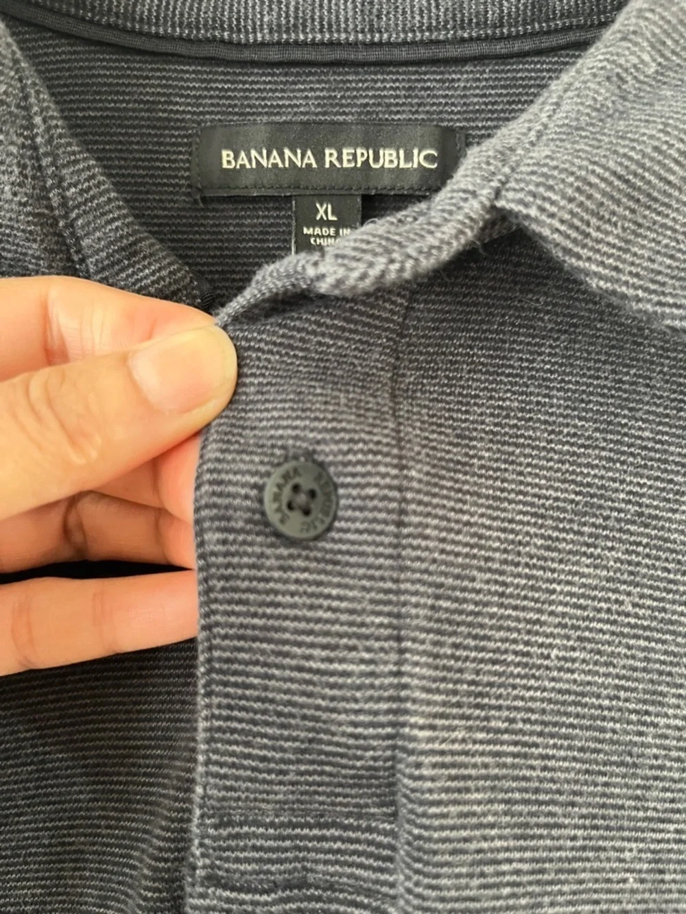 Banana Republic Premium 100% Cotton Polo - Dark Charcoal Gray - Men's XL